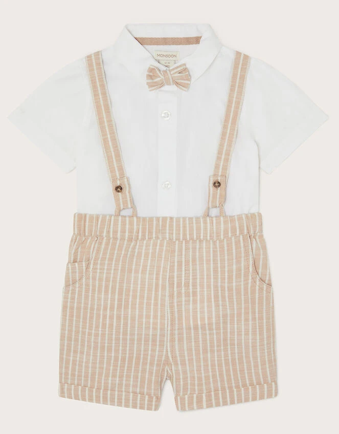 MONSOON Newborn Sammy Stripe Braces Short Set Natural 1 MONSOON Newborn Sammy Stripe Braces Short Set Natural