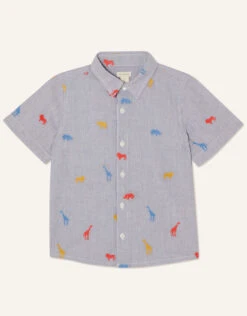 MONSOON Jungle Embroidered Stripe Shirt Blue
