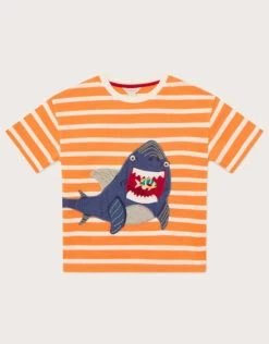 MONSOON Shark Stripe T-Shirt Orange