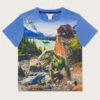 MONSOON Digital Print Dinosaur Scene T-Shirt Blue