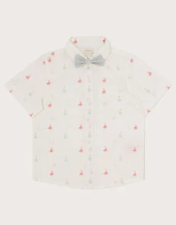 MONSOON Boat Print Shirt With Bow Tie Ivory