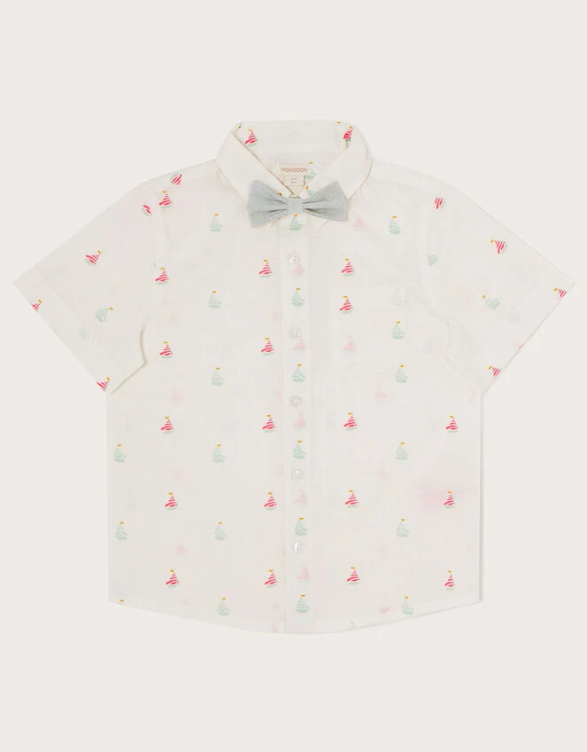 MONSOON Boat Print Shirt With Bow Tie Ivory 1 MONSOON Boat Print Shirt With Bow Tie Ivory