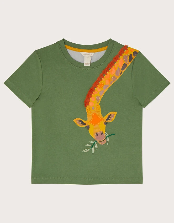 MONSOON Embroidered Giraffe T-Shirt WWF-UK Collaboration Green 1 MONSOON Embroidered Giraffe T-Shirt WWF-UK Collaboration Green