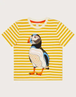 MONSOON Puffin Stripe T-Shirt WWF-UK Collaboration Yellow