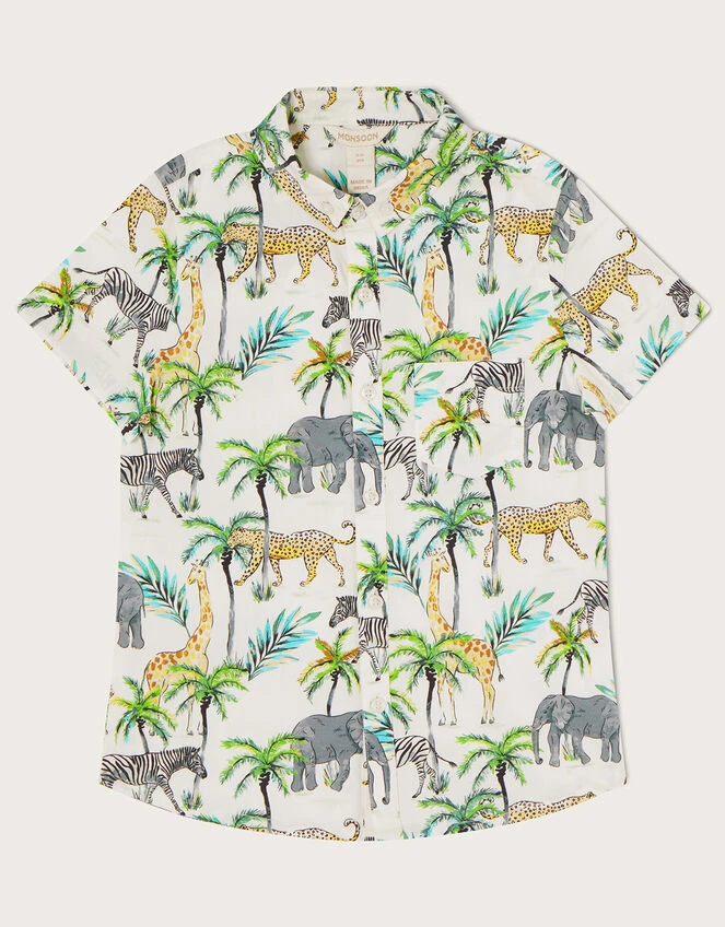 MONSOON Safari Print Short Sleeve Shirt WWF-UK Collaboration Ivory 1 MONSOON Safari Print Short Sleeve Shirt WWF-UK Collaboration Ivory