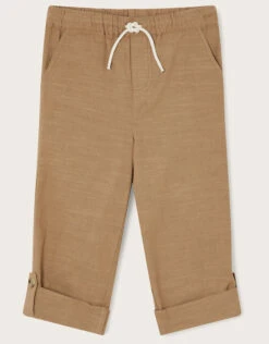 MONSOON Slub Roll Up Trousers Natural