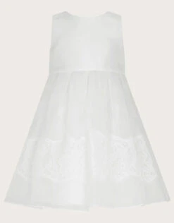 MONSOON Baby Alovette Lace Christening Dress White