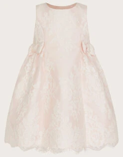 MONSOON Baby Lola Bow Lace Dress Pink