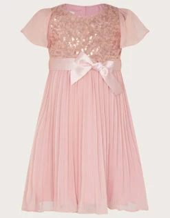 MONSOON Baby Angel Pleat Sequin Dress Pink
