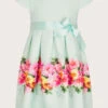 MONSOON Baby Floral Border Print Scuba Dress Green