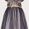 MONSOON Baby Jasmine Jacquard Tulle Dress Blue