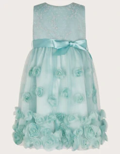 MONSOON Baby Ivy 3D Roses High Low Dress Green