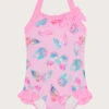 MONSOON Butterfly Halterneck Swimsuit With Recycled Polyester Pink