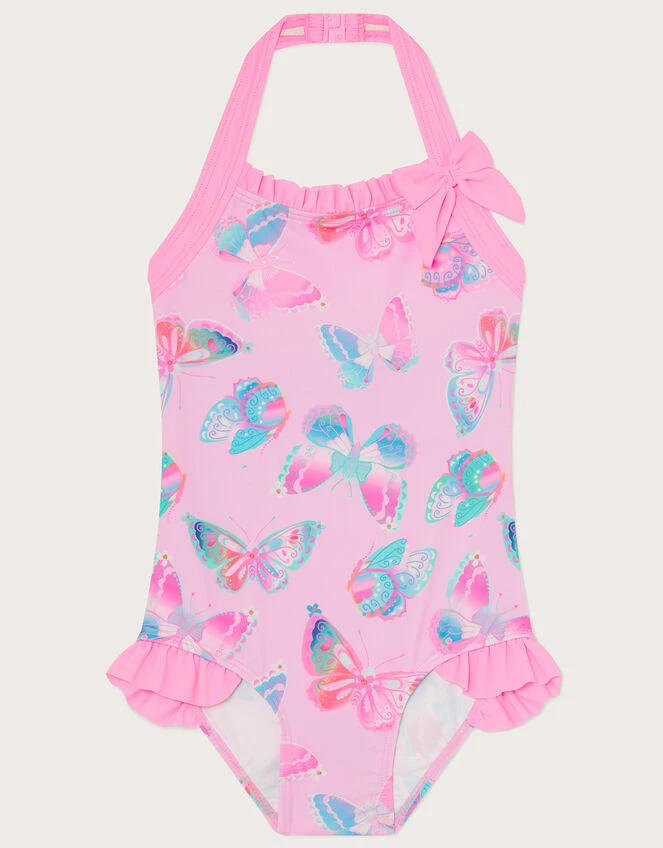 MONSOON Butterfly Halterneck Swimsuit With Recycled Polyester Pink 1 MONSOON Butterfly Halterneck Swimsuit With Recycled Polyester Pink