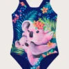 MONSOON Koala Swimsuit With Recycled Polyester Blue