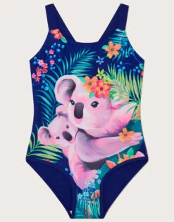 MONSOON Koala Swimsuit With Recycled Polyester Blue