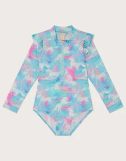 MONSOON Marble Unicorn Swimsuit With UPF50+ Protection Multi