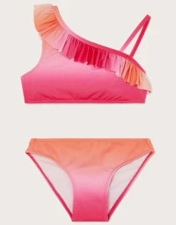 MONSOON Ombre Frill Bikini Set With Recycled Polyester Pink