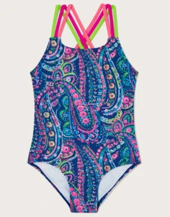 MONSOON Paisley Print Swimsuit Blue
