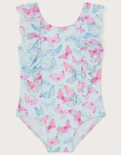 MONSOON Baby Butterfly Laser Cut Frill Swimsuit Blue