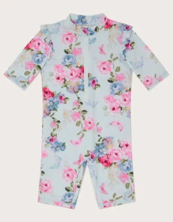 MONSOON Baby Posey Floral Swimsuit With UPF50+ Protection Green