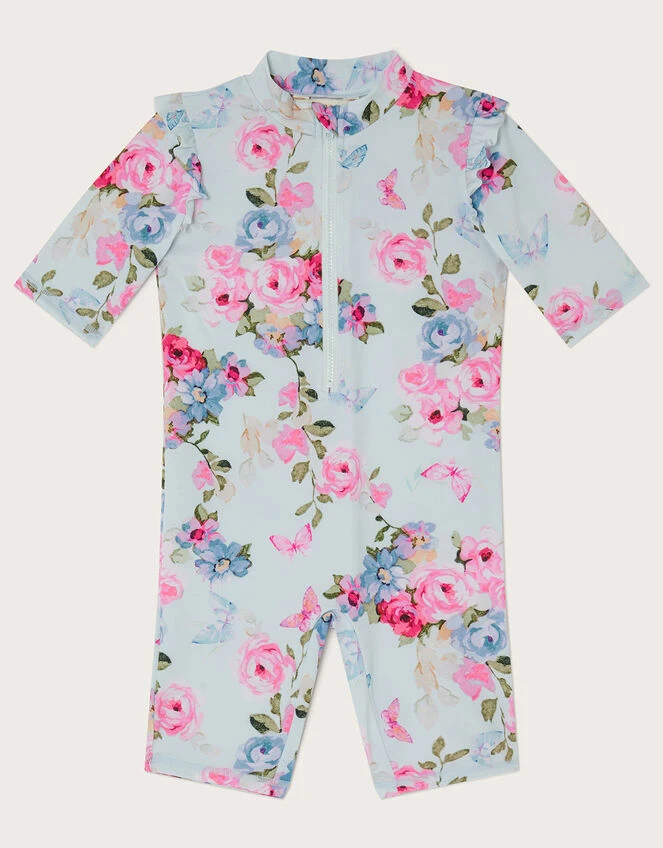 MONSOON Baby Posey Floral Swimsuit With UPF50+ Protection Green 1 MONSOON Baby Posey Floral Swimsuit With UPF50+ Protection Green