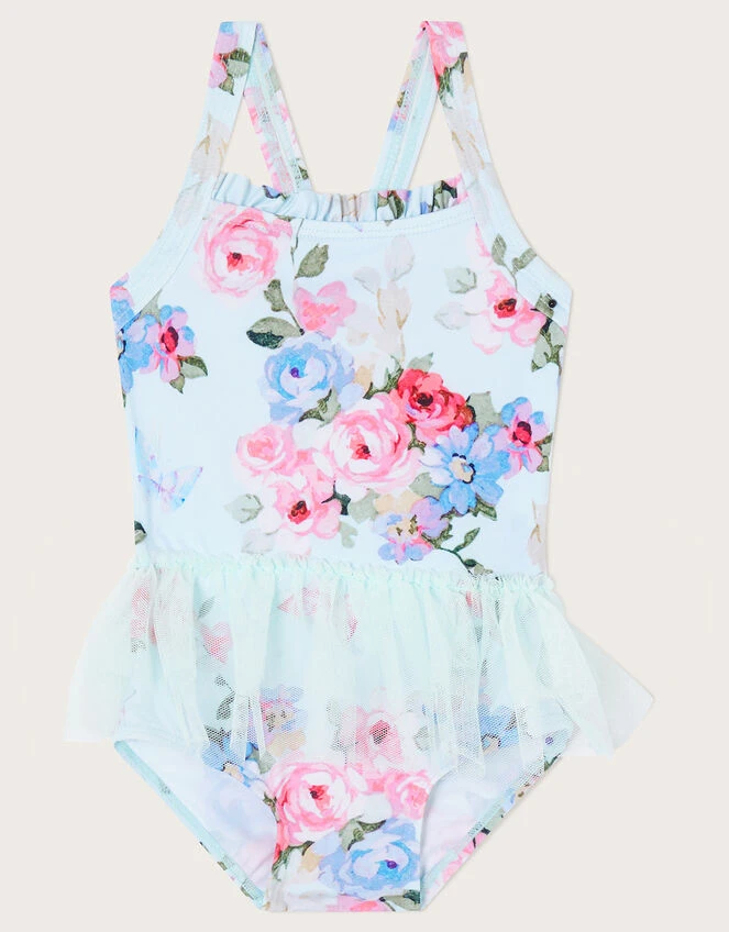 MONSOON Baby Posey Floral Skirt Swimsuit Green 2 MONSOON Baby Posey Floral Skirt Swimsuit Green - Image 2