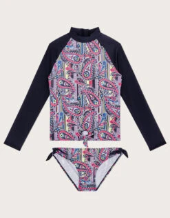 MONSOON Paisley Two Piece Swim Set With UPF50+ Protection Multi
