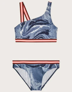 MONSOON Marble One-Shoulder Bikini Set Black