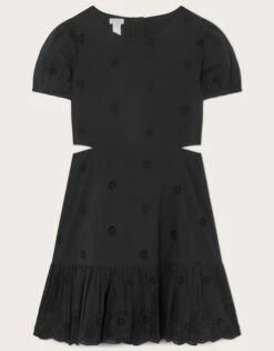 MONSOON Broderie Cut-Out Detail Dress Black