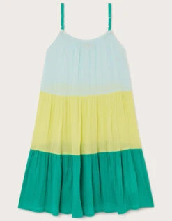 MONSOON Colourblock Trapeze Dress Green