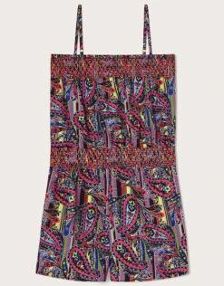 MONSOON Paisley Shirred Playsuit In Recycled Polyester Multi
