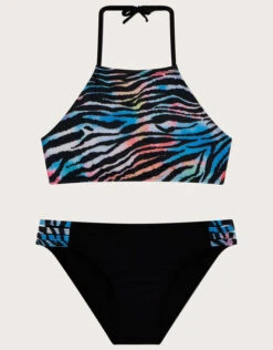 MONSOON Ombre Zebra Print Bikini Set Black