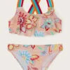 MONSOON Floral Print Frill Bikini Set Orange