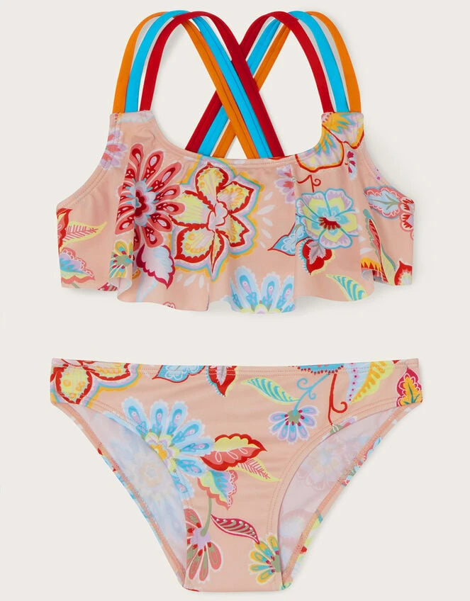 MONSOON Floral Print Frill Bikini Set Orange 1 MONSOON Floral Print Frill Bikini Set Orange