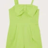 MONSOON Asymmetric Straps Bow Playsuit Green