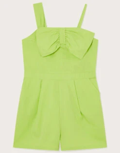 MONSOON Asymmetric Straps Bow Playsuit Green
