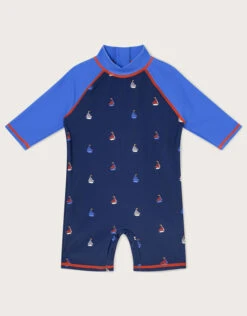 MONSOON Sailboat All-In-One Swimsuit With UPF50+ Protection Blue