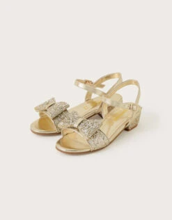 MONSOON Dazzle Bow Glitter Sandals Gold
