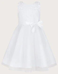 MONSOON Freya Scuba Lace Communion Dress White