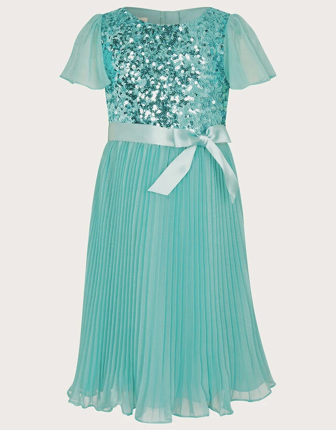 MONSOON Angel Pleat Sequin Dress Teal 1 MONSOON Angel Pleat Sequin Dress Teal