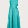 MONSOON Satin Cut-Out Prom Dress Green