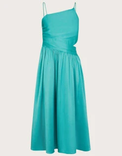 MONSOON Satin Cut-Out Prom Dress Green