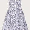 MONSOON Butterfly Wing Embroidered Dress Blue