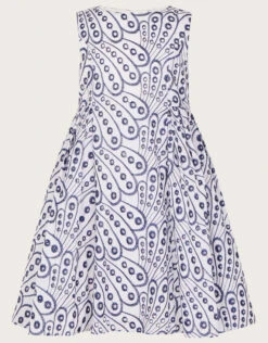 MONSOON Butterfly Wing Embroidered Dress Blue