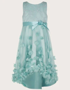 MONSOON Ivy 3D Rose High Low Dress Green