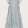 MONSOON Land Of Wonder Butterfly Wings Glitter Dress Grey