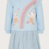 MONSOON Baby Mice Rainbow Sweater Dress Blue