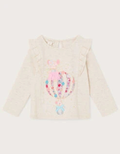 MONSOON Baby Balloon Mice Sweatshirt Camel