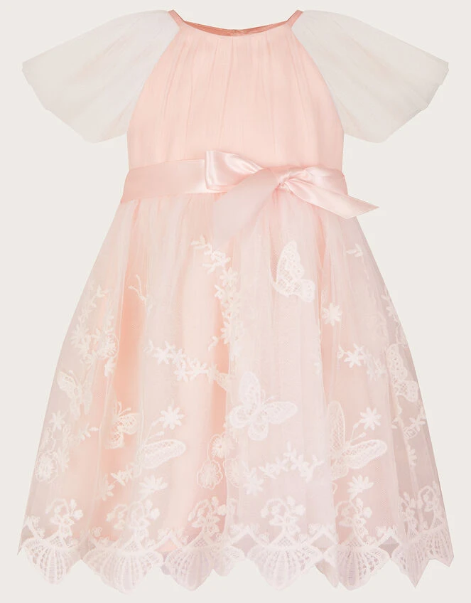 MONSOON Baby May Butterfly Lace Dress Pink 2 MONSOON Baby May Butterfly Lace Dress Pink - Image 2